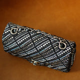 Chanel Swarovski Crystal Black Tweed Mini Rectangle with Silver Hardware