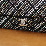 Chanel Swarovski Crystal Black Tweed Mini Rectangle with Silver Hardware