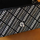 Chanel Swarovski Crystal Black Tweed Mini Rectangle with Silver Hardware