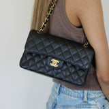 Chanel Black Caviar Small Classic Flap with Gold Hardware