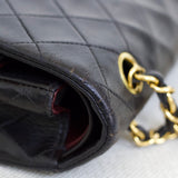 Vintage Chanel Black Lambskin Medium Classic Flap with 24k Gold Hardware