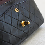 Vintage Chanel Black Lambskin Small Classic Flap with 24k Gold Hardware