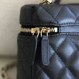 Chanel Black Caviar Slim Vanity Top Handle with Light Gold Hardware