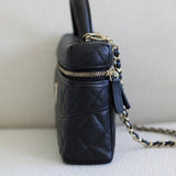 Chanel Black Caviar Slim Vanity Top Handle with Light Gold Hardware