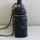 Chanel Black Caviar Slim Vanity Top Handle with Light Gold Hardware