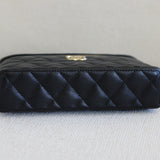 Chanel Black Caviar Slim Vanity Top Handle with Light Gold Hardware