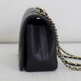 Chanel Black Chevron Calfskin Mini Statement Flap with Light Gold Hardware