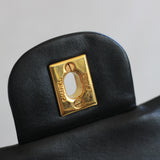 Vintage Chanel Black Lambskin Small Classic Flap with 24k Gold Hardware