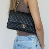 Vintage Black Caviar Medium Classic Flap with 24k Gold Hardware