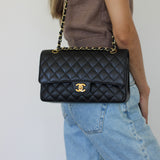 Vintage Black Caviar Medium Classic Flap with 24k Gold Hardware