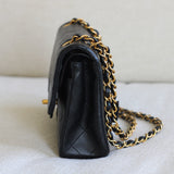 Vintage Chanel Black Lambskin Small Classic Flap with 24k Gold Hardware