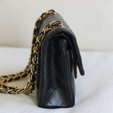 Vintage Chanel Black Lambskin Small Classic Flap with 24k Gold Hardware
