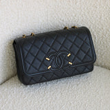 Chanel Black Caviar Small Filigree Flap with Aged Gold Hardware