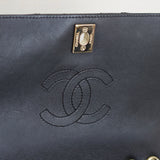 Chanel Black Chevron Calfskin Mini Statement Flap with Light Gold Hardware
