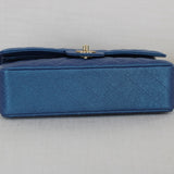 Chanel Iridescent Blue Caviar Medium Classic Flap with Light Gold Hardware