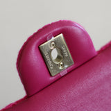 Chanel Fuchsia Pink Tweed Medium Classic Flap with Light Gold Hardware