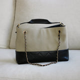 Chanel 26S Beige & Black Small Coco Base Shopping Tote with Gold Hardware