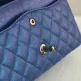 Chanel Iridescent Blue Caviar Medium Classic Flap with Light Gold Hardware