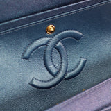 Chanel Iridescent Blue Caviar Medium Classic Flap with Light Gold Hardware
