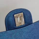 Chanel Iridescent Blue Caviar Medium Classic Flap with Light Gold Hardware
