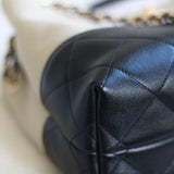 Chanel 26S Beige & Black Small Coco Base Shopping Tote with Gold Hardware