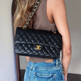 Chanel Black Caviar Medium Classic Flap with Gold Hardware