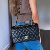Chanel Black Caviar Medium Classic Flap with Gold Hardware