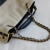 Chanel 26S Beige & Black Small Coco Base Shopping Tote with Gold Hardware
