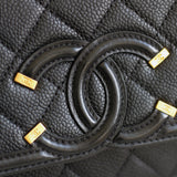 Chanel Black Caviar Small Filigree Flap with Aged Gold Hardware