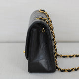 Vintage Chanel Black Lambskin Small Diana with 24k Gold Hardware