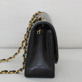 Vintage Chanel Black Lambskin Small Diana with 24k Gold Hardware