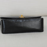 Vintage Chanel Black Lambskin Small Diana with 24k Gold Hardware
