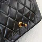 Vintage Chanel Black Lambskin Small Diana with 24k Gold Hardware