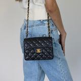 Vintage Chanel Black Caviar Mini Square with 24k Gold Hardware