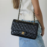 Vintage Chanel Black Caviar Medium Classic Flap with 24k Gold Hardware