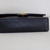 Vintage Chanel Black Lambskin Medium Classic Flap with 24k Gold Hardware
