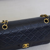Vintage Chanel Black Lambskin Medium Classic Flap with 24k Gold Hardware