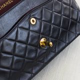 Vintage Chanel Black Lambskin Medium Classic Flap with 24k Gold Hardware