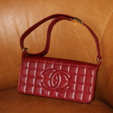 Vintage Chanel Burgundy Lambskin Chocolate Bar with Gold Hardware
