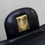 Vintage Chanel Black Lambskin Medium Classic Flap with 24k Gold Hardware