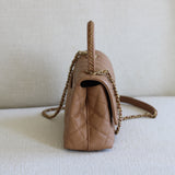 Chanel Dark Beige Caviar Small Coco Top Handle with Aged Gold Hardware