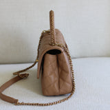 Chanel Dark Beige Caviar Small Coco Top Handle with Aged Gold Hardware