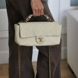 Chanel Iridescent Ivory Caviar Country Chic Flap with Aged Gold Hardware