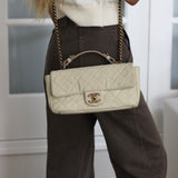 Chanel Iridescent Ivory Caviar Country Chic Flap with Aged Gold Hardware