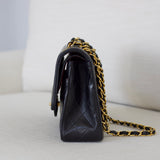 Vintage Chanel Black Lambskin Medium Classic Flap with 24k Gold Hardware