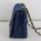 Vintage Chanel Blue Denim Full Flap with 24k Gold Hardware