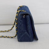 Vintage Chanel Blue Denim Full Flap with 24k Gold Hardware