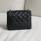 Vintage Chanel Black Caviar Mini Square with 24k Gold Hardware
