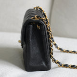 Vintage Chanel Black Caviar Mini Square with 24k Gold Hardware