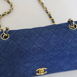 Vintage Chanel Blue Denim Full Flap with 24k Gold Hardware